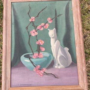 Asian inspired cat and blossoms